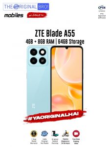 ZTE Blade A55 - 4GB RAM - 64GB Storage - PTA Approved - 12 Months Warranty - Blue - The Original Bro Mobiles - TOB42